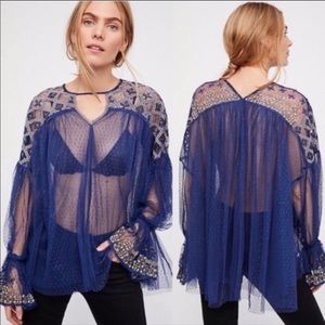 FREE PEOPLE Joyride sheer blouse size S